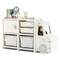Grey Kids Truck Storage Organizer with Plastic Bins and Storage Cabinet